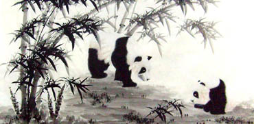 Chinese Panda Painting,66cm x 136cm,4510004-x