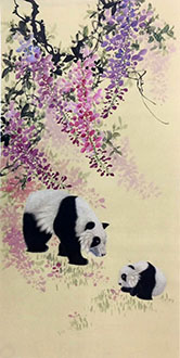 Chinese Panda Painting,66cm x 136cm,4510007-x