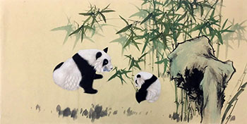 Chinese Panda Painting,68cm x 136cm,4510008-x