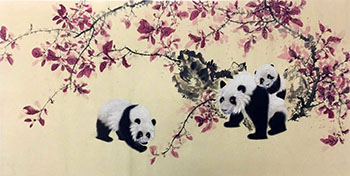 Chinese Panda Painting,68cm x 136cm,4510009-x