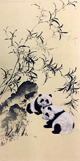 Chinese Panda Painting,68cm x 136cm,4510010-x