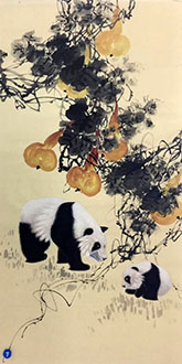 Chinese Panda Painting,68cm x 136cm,4510011-x