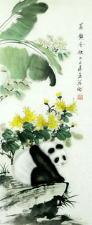 Chinese Panda Painting,34cm x 69cm,4513001-x