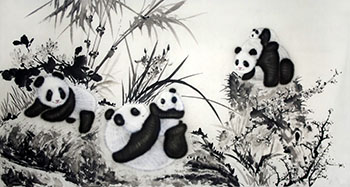 Chinese Panda Painting,50cm x 100cm,4513004-x