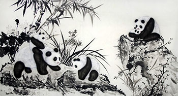 Chinese Panda Painting,50cm x 100cm,4513006-x