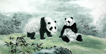 Chinese Panda Painting,66cm x 136cm,4680015-x