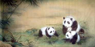 Chinese Panda Painting,66cm x 130cm,4731002-x