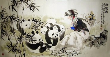 Chinese Panda Painting,50cm x 100cm,4731064-x
