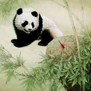 Chinese Panda Painting,66cm x 66cm,4734062-x