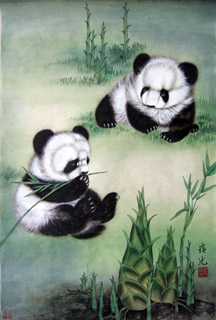 Chinese Panda Painting,69cm x 46cm,4734071-x