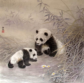 Chinese Panda Painting,68cm x 68cm,lbz41082011-x