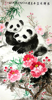 Chinese Panda Painting,68cm x 136cm,wzw41156001-x