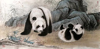 Chinese Panda Painting,66cm x 136cm,zyt41227007-x