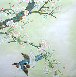 Chinese Peach Blossom Painting,66cm x 66cm,2011035-x