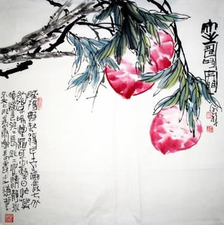 Chinese Peach Painting,69cm x 69cm,2399012-x