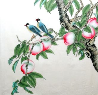 Chinese Peach Painting,66cm x 66cm,2614055-x