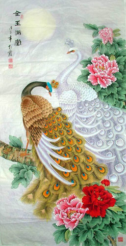 Chinese Peacock Peahen Painting Peafowl Treasures fill the home 2600001 ...