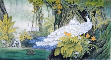 Chinese Peacock Peahen Painting,66cm x 120cm,2735055-x