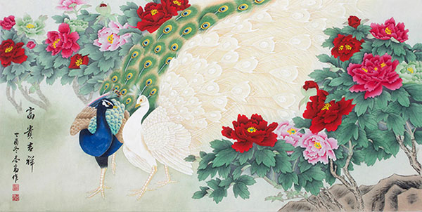 Peacock Peahen,136cm x 68cm(54〃 x 27〃),lzg21186002-z