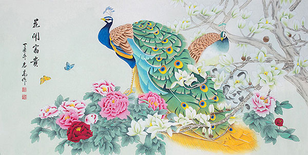 Peacock Peahen,136cm x 68cm(54〃 x 27〃),lzg21186003-z
