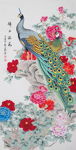 Peacock Peahen,136cm x 68cm(54〃 x 27〃),lzg21186005-z