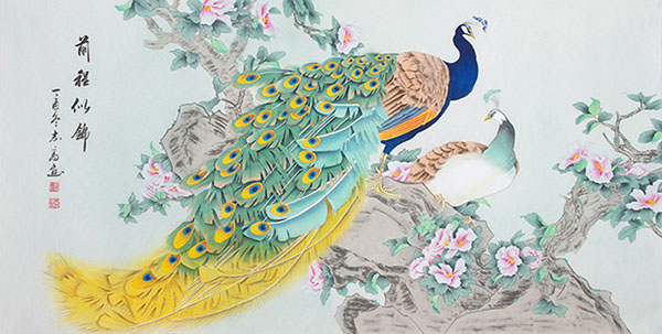 Peacock Peahen,136cm x 68cm(54〃 x 27〃),lzg21186006-z