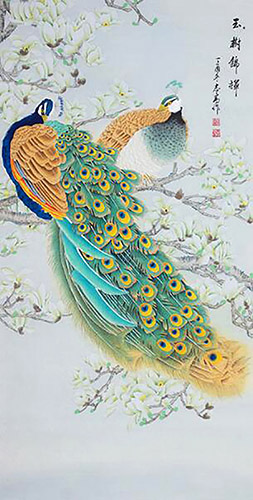 Peacock Peahen,136cm x 68cm(54〃 x 27〃),lzg21186007-z
