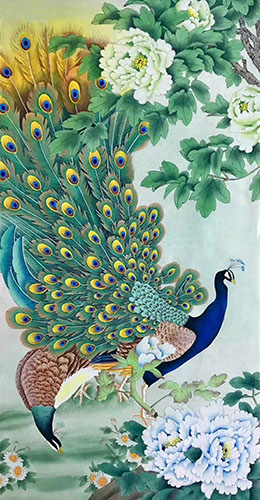 Peacock Peahen,68cm x 136cm(27〃 x 54〃),lzx21188007-z