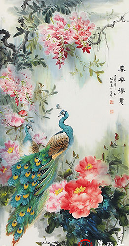 Peacock Peahen,68cm x 136cm(27〃 x 54〃),zl21185002-z