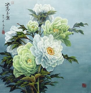 Chinese Peony Painting,66cm x 66cm,2328004-x