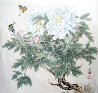 Chinese Peony Painting,66cm x 66cm,2389010-x