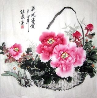 Chinese Peony Painting,69cm x 69cm,2482007-x