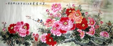 Chinese Peony Painting,96cm x 240cm,2482023-x