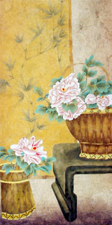Chinese Peony Painting,66cm x 136cm,2605005-x