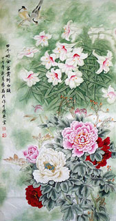 Chinese Peony Painting,66cm x 130cm,2695035-x