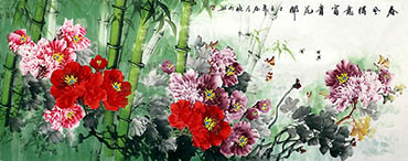 Chinese Peony Painting,70cm x 180cm,cxm21106005-x