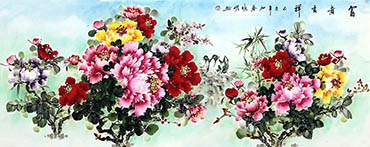Chinese Peony Painting,70cm x 180cm,cxm21106010-x