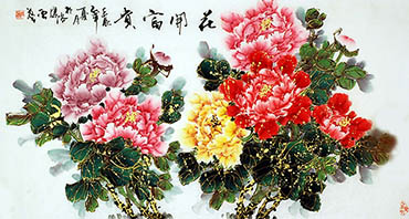 Chinese Peony Painting,50cm x 100cm,lhr21105018-x