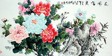 Chinese Peony Painting,68cm x 136cm,lhr21105028-x