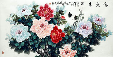 Chinese Peony Painting,68cm x 136cm,lhr21105030-x