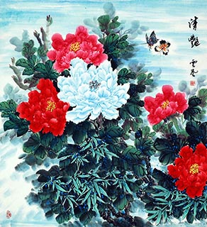 Chinese Peony Painting,96cm x 96cm,lhr21105032-x