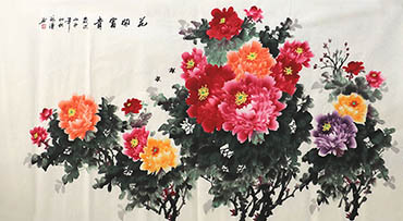 Chinese Peony Painting,96cm x 180cm,llh21107013-x