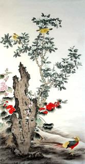 Chinese Pheasant Painting,66cm x 130cm,2336112-x