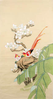 Chinese Pheasant Painting,55cm x 100cm,2340010-x
