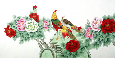 Chinese Pheasant Painting,92cm x 174cm,2340080-x