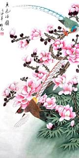 Chinese Pheasant Painting,55cm x 95cm,2391012-x