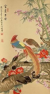 Chinese Pheasant Painting,40cm x 80cm,2439004-x