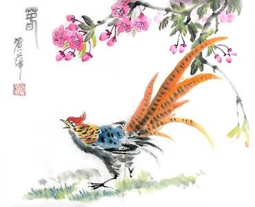 Chinese Pheasant Painting,33cm x 33cm,2485035-x