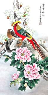 Chinese Pheasant Painting,50cm x 100cm,2547002-x