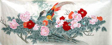 Chinese Pheasant Painting,90cm x 200cm,2547005-x
